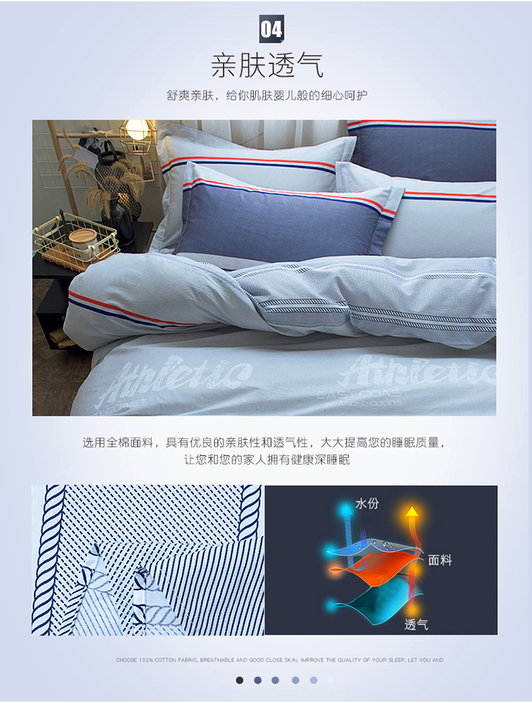 gia đình 1.8m bốn giường bông bốn bộ 1,5m đơn giản khăn trải giường cotton ba mảnh chăn đúp M - Bộ đồ giường bốn mảnh chăn ga gối đệm giá rẻ
