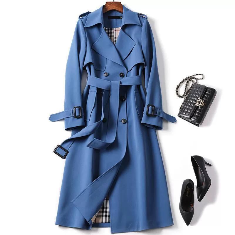 Длинный осенний trench coat, до середины икр, коллекция 2021, корейский стиль, плюс размер, для подростков, британский стиль