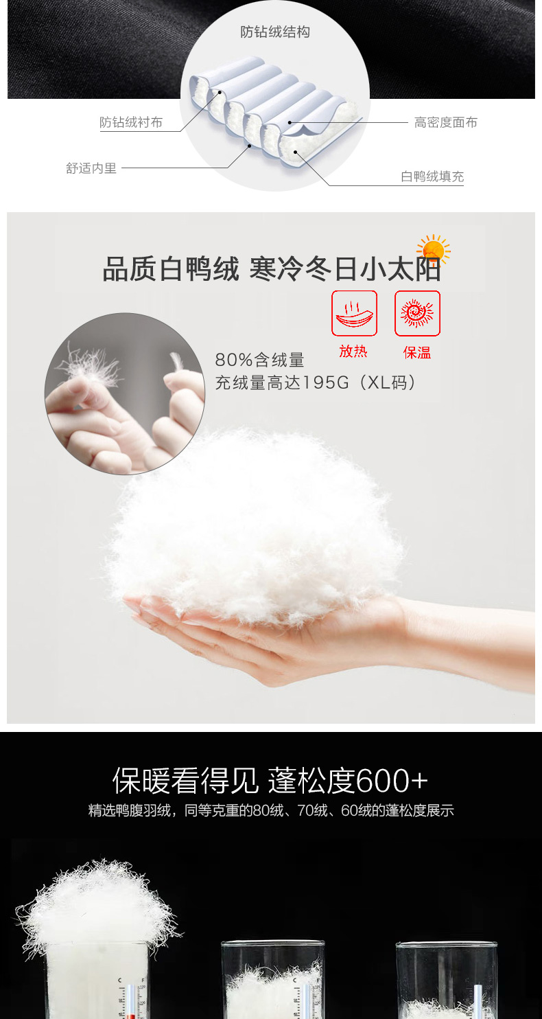 马克华菲 男士加厚中长款 连帽印花羽绒服 图2