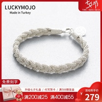 Valentines Day gift bracelet female summer sterling silver niche design hand woven cold wind twist hand rope couple student