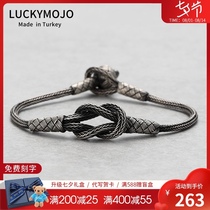 Sterling silver bracelet male niche retro hand rope female Turkey imported couple silver silk braided silver jewelry Birthday gift