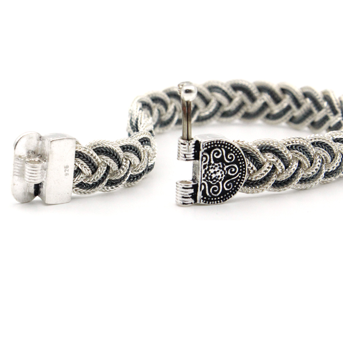 Thổ Nhĩ Kỳ sterling bạc vòng đeo tay nam vòng tay nữ độc đoán ánh sáng sang trọng thời trang tay dây đôi năm mới món quà sinh nhật đơn giản - Vòng đeo tay Cuff vòng tay bạc