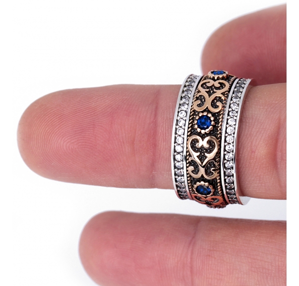 Thổ Nhĩ Kỳ nhập khẩu nhẫn 925 sterling bạc nam và nữ cặp vợ chồng nhẫn rộng thủy triều quà tặng sinh nhật quà tặng trang sức nhẫn bạc đôi