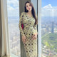 V-neck French long-sleeved sexy high-waist dress 2022 early autumn new retro bag hip slimming midi skirt