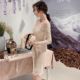 Lace dress 2021 new women's spring and autumn fashion hollow slim fit buttocks temperament feminine long-sleeved skirt