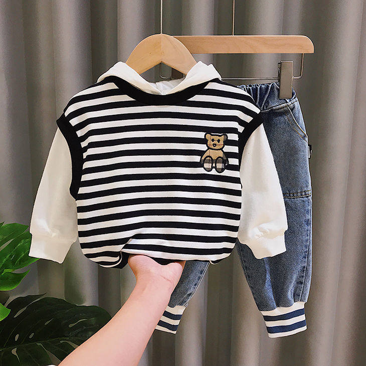 Boy Clothing Boy Necropolis Suit 2022 Spring Autumn New Ocean Clothing Long Sleeve Spring Loaded Korean version Two sets of damp