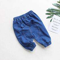 Baby Pure Cotton Casual Pants 2022 Summer Dress Boy Boy Great Pp Pants Baby Soft Jeans Girl Long Pants Tide