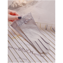 Sun Protection Gloves Womens Thin lace cotton fabric Spring Driving riding electric car Line Touch Screen Anti-slip for summer Anti-UV rays