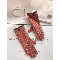 Gloves winter ladies spring and autumn thin velvet thick driving car riding electric car Korean cotton Japanese cold and warm