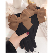Gloves women's winter day plus velvet padded double warm driving and cycling with spring and autumn thin cute Korean wool cashmere