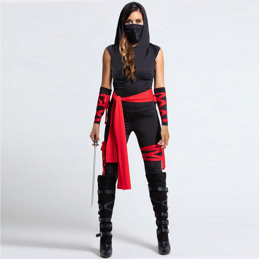 Womens Halloween costumes ninja costume hooded sleeveless