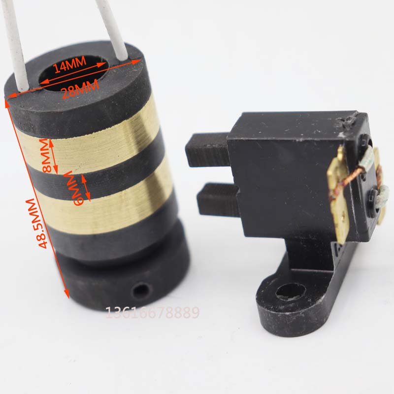 Marshmallow machine carbon brush collector ring 2-way copper slip ring inner diameter 14 outer diameter 28 high 48 5 carbon brush assembly 5*6