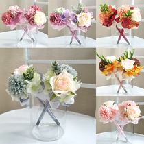 Wedding sign-in pen Creative personality business pen Graduation ceremony signature pen Pink white rose simulation flower Silver Gray Teachers Day