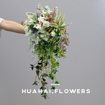 Waterfall Holding Flower Bride Wedding Photography Props Simulation Fake Flower Home Living Room Decoration Forest Green