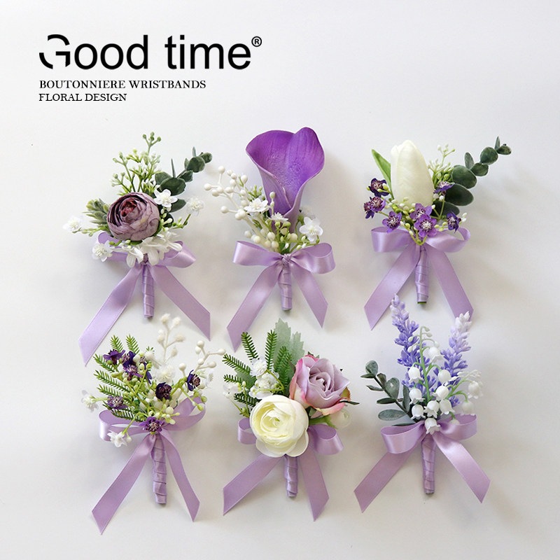 Purple wrist flowerbreast pattern bride bride bride marriage photography celebration graduate dress dance accessories