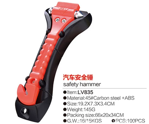 Бесплатная доставка Производитель для автомобилей автомобилей Hammer Hammer для двух -инфункциональных сроков срока службы -молоток пожарной эвакуационный молот Lv835