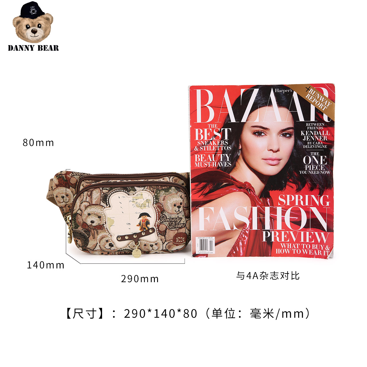 Danny Gấu thể thao eo phụ nữ 2020 mới Casual thời trang Vintage Canvas túi dễ thương Cub Pattern Edalet Bag Girl.