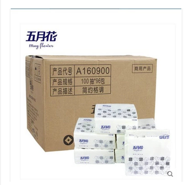 Five months Flower A160900 Monolayer Napkin 100 pumping * 96 Pack of face towels paper Extraction toilet paper Fang Towel Paper