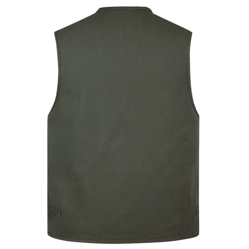 Nhiếp ảnh mới cổ chữ V câu cá bố mùa thu cotton nhiều túi vest vest vest nam cao tuổi