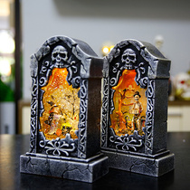 High-end Halloween decorations Haunted House Bar Tombstone Luminous Sound Scene Arrangement Electric Water Desktop Ornaments