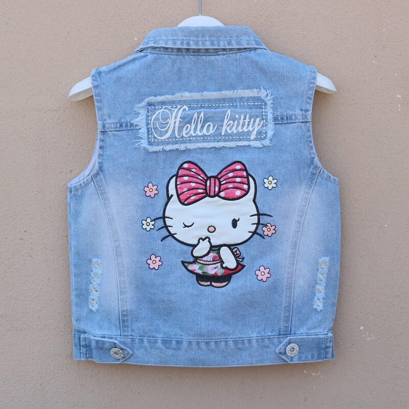 Children's denim vest light-colored girls' spring and autumn waistcoat baby vest 03-6 years old children's vest jacket