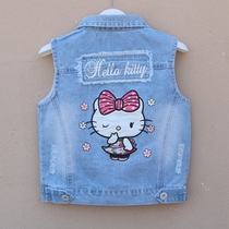 Childrens denim vest light-colored girls spring and autumn waistcoat baby vest 03-6 years old childrens vest jacket