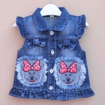 Girls denim vest spring and autumn 2022 new Korean version of childrens foreign style coat girl baby top vest vest shoulder tide