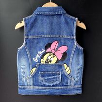 Girls denim vest 2022 spring and autumn new boys tops thin section girl baby middle and small childrens single waistcoat vest trend