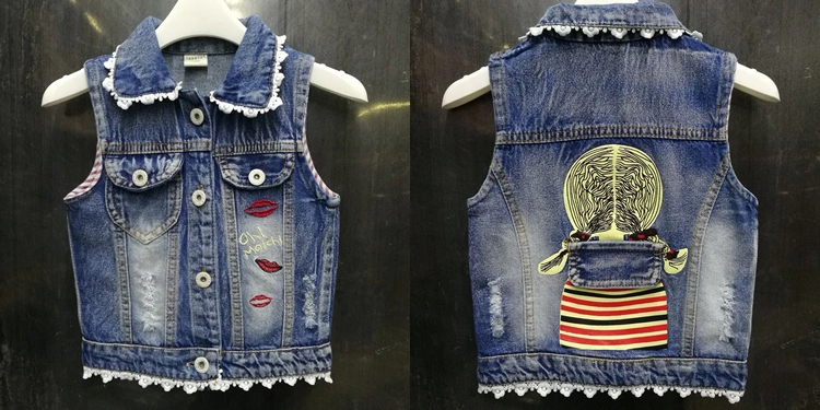 Trẻ em denim vest của phụ nữ vest 2018 mới của Hàn Quốc phiên bản của mùa xuân và mùa thu áo mùa xuân nữ bé công chúa vest vest gile đẹp bé trai bé gái