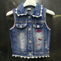 Girls denim vest 2022 autumn new foreign style childrens vest for children 3 baby sleeveless vest jacket 4 years old
