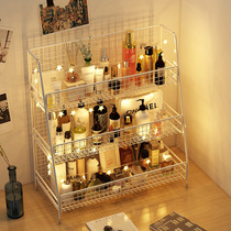  Wrought iron small shelf Desktop shelf Dormitory bedroom bedside storage artifact room cosmetics storage rack three floors