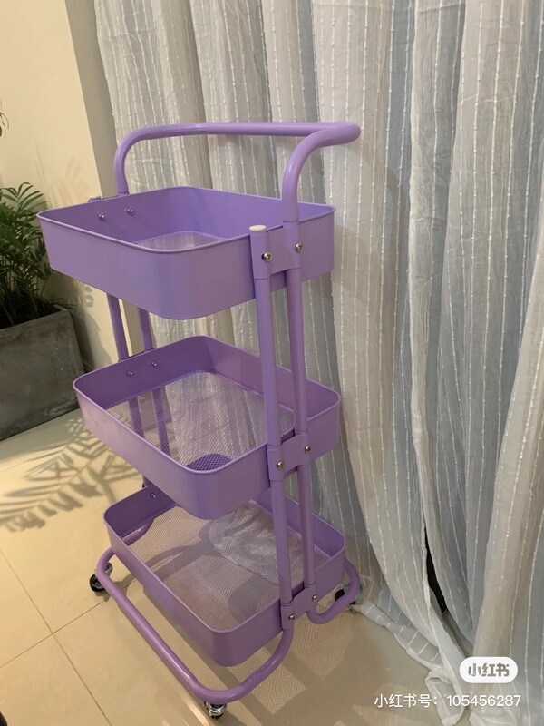 Purple Trolley Baby Product Storage Rack Living Room Storage Rack Bedroom Cosmetics Storage Rack Mobile Bookshelf