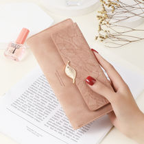 Wallet female niche design wallet female long 2021 new niche design simple retro frosted leaf ladies