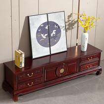 Ming and Qing antique TV cabinet imported peach blossom core Chinese solid wood living room Film and Television Cabinet low cabinet carved storage floor cabinet