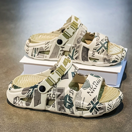 Летние тапочки, мужские нескользящие слайдеры, спортивные пляжные сандалии, пляжный стиль