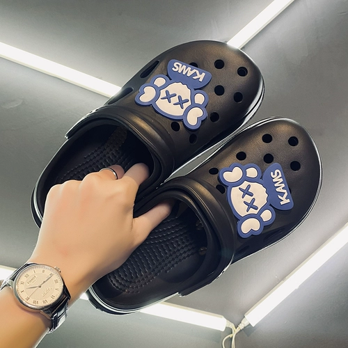 Летние нескользящие тапочки в стиле Crocs, пляжные ультрамягкие спортивные босоножки на платформе, подходят для носки на улице, закрытый носок