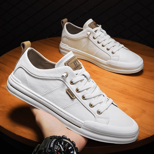 Летние универсальные кроссовки для отдыха, высокая спортивная обувь для кожаной обуви, изысканный стиль, из натуральной кожи