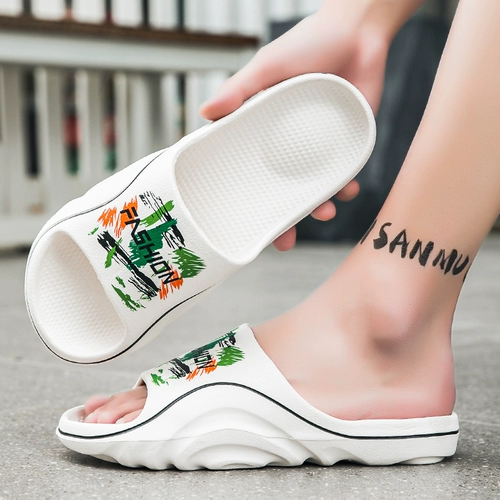 Летние трендовые нескользящие тапочки, износостойкие мужские слайдеры для отдыха, пляжные сандалии