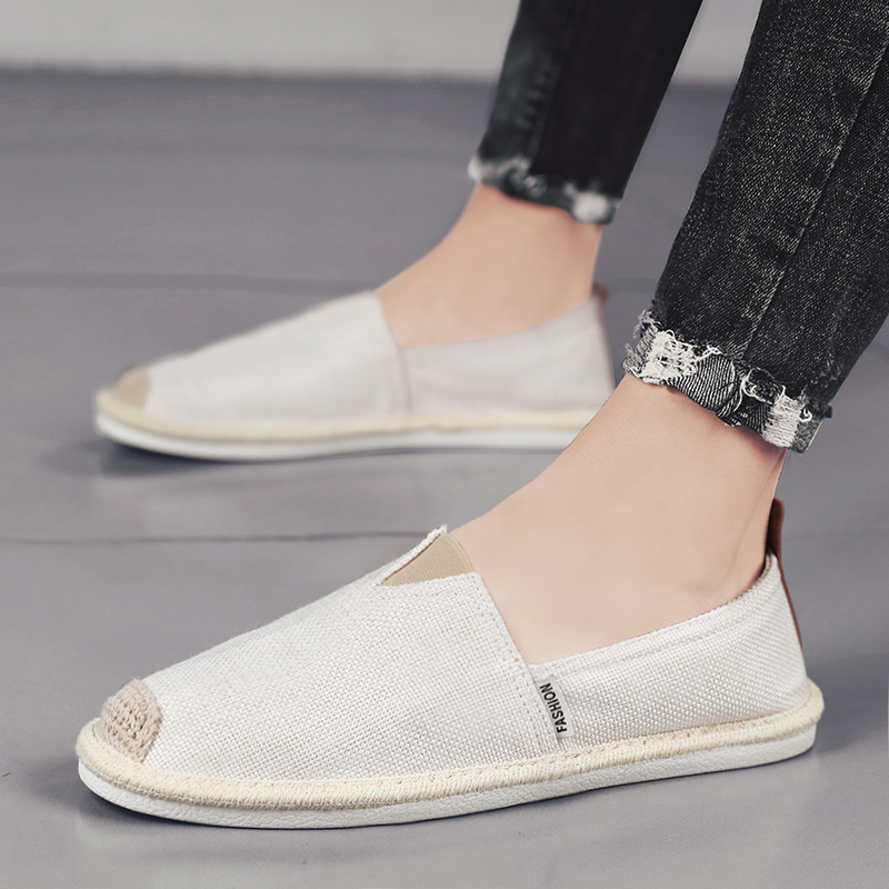 2022 new summer breathable men's shoes one foot pedal sloth beans Beans Tide Shoes 100 hitch Flax Casual Old Beijing Cloth Shoes