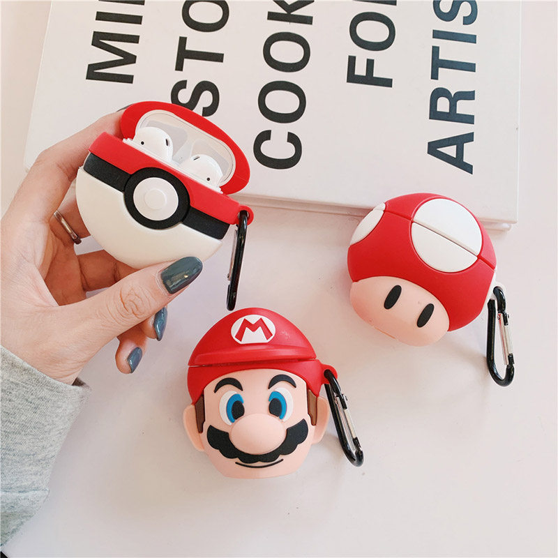 airPods1 2 generation universal Bluetooth wireless headset case protective cover Cartoon personality cute super Mario O