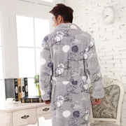 Mùa thu và mùa đông nam flannel áo dày và thêm chất béo nhung đồ ngủ nhung áo choàng tắm mới