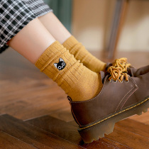 Spring and summer socks womens tide cat pile socks Korean version of college wind cotton Japanese black stockings stockings