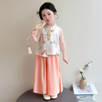 Girls suit summer 2026 ໃຫມ່ຂອງເດັກນ້ອຍແບບໂບຮານເຄື່ອງນຸ່ງຫົ່ມ summer ບາງໆເດັກນ້ອຍ goldfish ໃຫມ່ແບບຈີນແບບແຫ່ງຊາດ hanfu