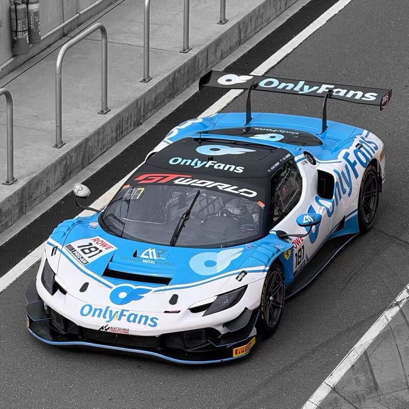 In-Stock Sky Ferrari 296Gt3 Onlyfans Blue and White Livery 1/64 Scale Alloy Car Model In-Stock Sky Ferrari 296Gt3 Onlyfans Blue and White Livery 1/64 Scale Alloy Car Model