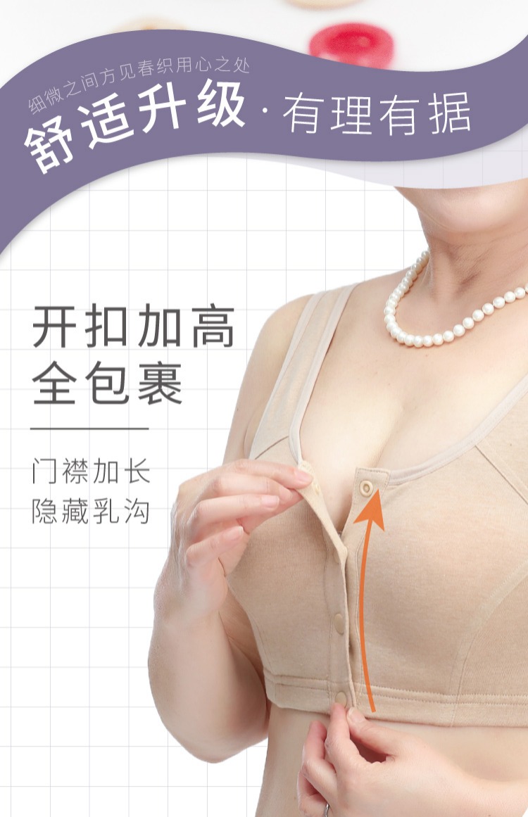 Áo ngực trung niên cotton nữ không có vòng thép mẹ áo cỡ lớn khóa trước khóa áo vest kiểu cũ màu cotton áo ngực hở lưng