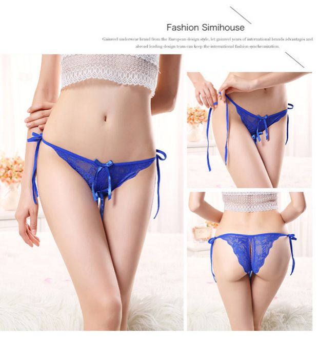 Dây đeo gợi cảm cộng với phân bón XL trong suốt ren vui nhộn mở áo thun quần T eo thấp buộc béo MM đồ lót nữ sịp nam cỡ lớn