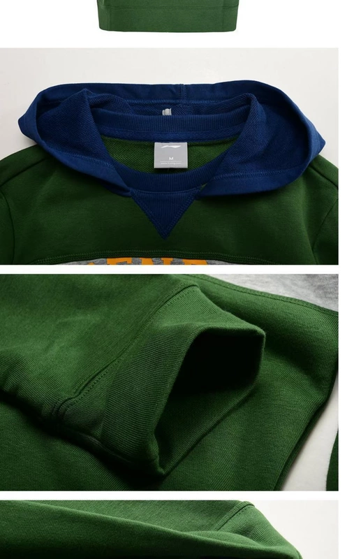 Áo len nam mùa xuân và mùa thu của bộ quần áo thể thao tay dài AWDK095 trùm đầu - Thể thao lông cừu / jumper