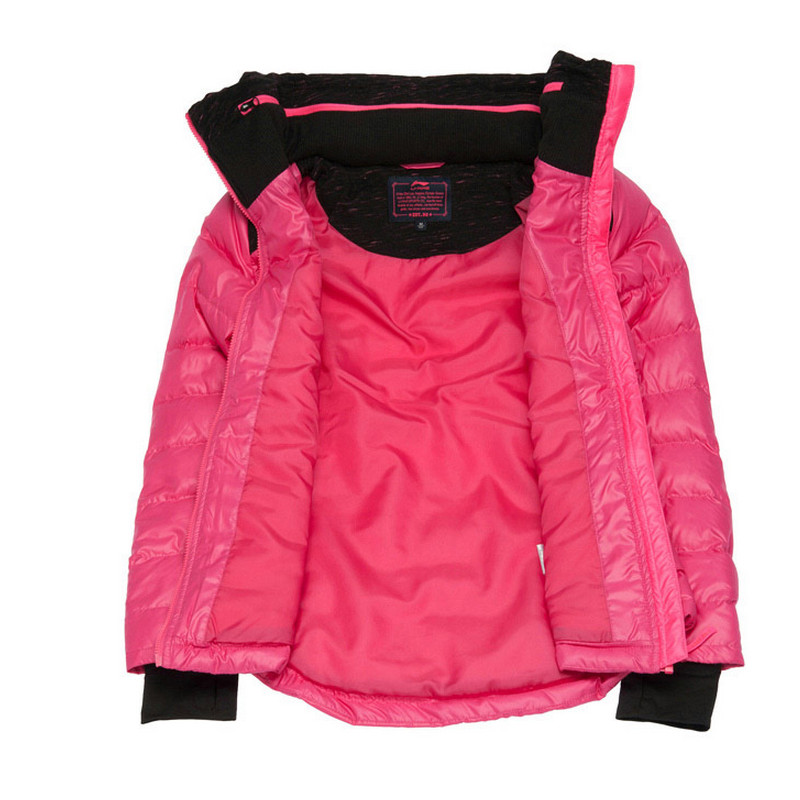 Li Ning nữ mùa thu và mùa đông mô hình close-fitting trùm đầu ngắn xuống áo khoác thể thao loạt cuộc sống xuống áo khoác AYMJ084 QC áo phao nam dài
