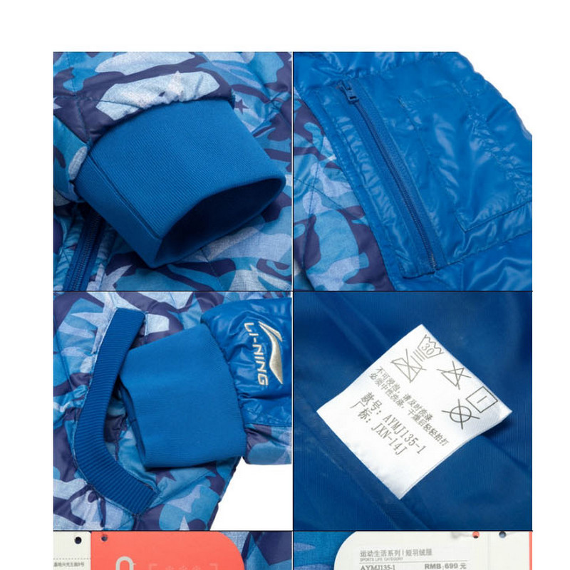 Li Ning Xuống Áo Khoác Nam Mùa Thu Thể Thao Cuộc Sống Series Dài Tay Áo Đứng Cổ Áo Ấm Áo Khoác Ngắn AYMJ135 QC áo phao nữ dáng ngắn cao cấp
