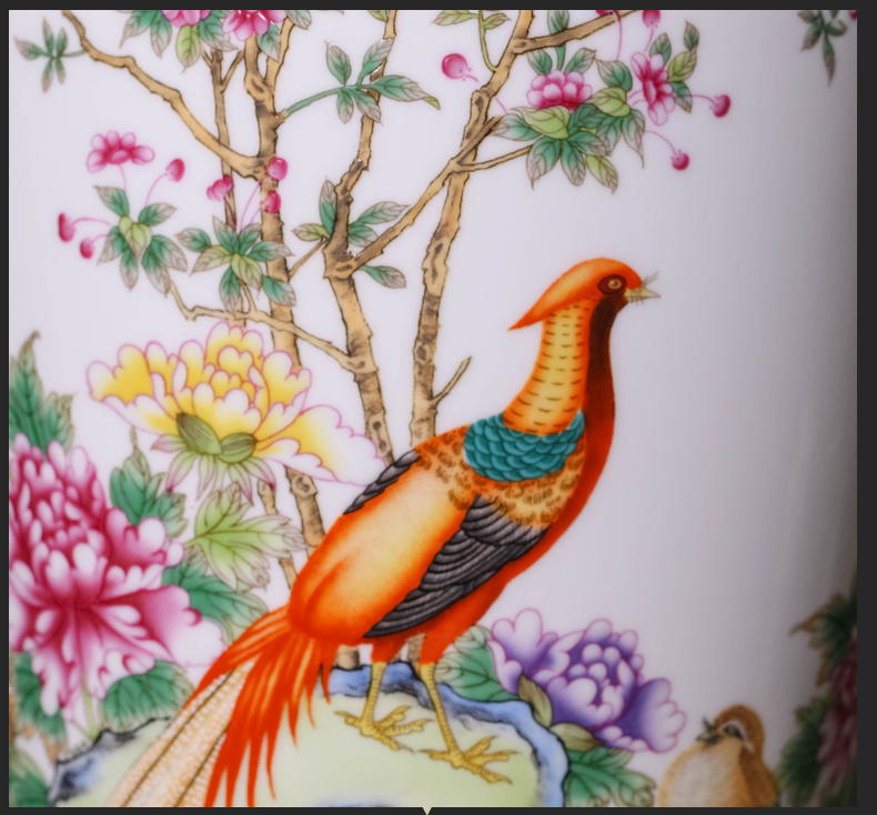 Jingdezhen ceramics powder enamel vase furnishing articles of Chinese style living room porch rich ancient frame flower arranging handicraft ornament